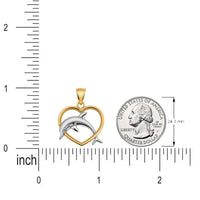 Load image into Gallery viewer, 14k Yellow Gold Gold Dolphin Jumping In Heart Pendant
