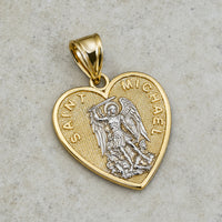 Load image into Gallery viewer, 14k Yellow Gold Heart Shaped Saint Michael Pendant
