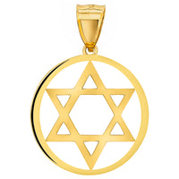 Load image into Gallery viewer, 14k Yellow Gold Round Shaped Star of David Pendant

