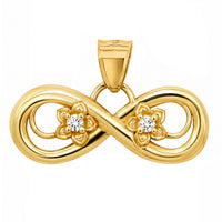 Load image into Gallery viewer, 14k Yellow Gold Infinity Symbol with Hawaiian Flowers Charm Pendant
