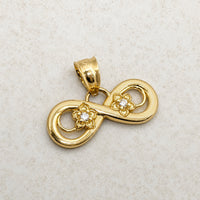 Load image into Gallery viewer, 14k Yellow Gold Infinity Symbol with Hawaiian Flowers Charm Pendant
