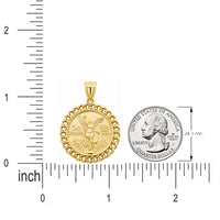 Load image into Gallery viewer, 14k Yellow Gold 50 Pesos Centenario Mexican Coin Pendant with Cuban Link Frame
