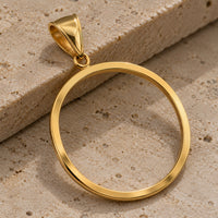 Load image into Gallery viewer, 14k Yellow Gold Simple Coin Frame Bezel Pendant for 50 Pesos Centenario Mexican Coin
