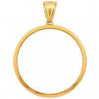Load image into Gallery viewer, 14k Yellow Gold Simple Coin Frame Bezel Pendant for 50 Pesos Centenario Mexican Coin
