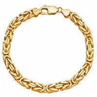 Load image into Gallery viewer, Solid 14k Yellow Gold 4mm Square Byzantine Chain Bracelet with Lobster Lock, 9"

