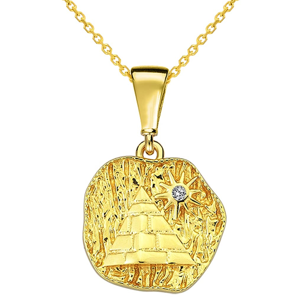 CZ Egyptian Pyramid Talisman Pendant Necklace