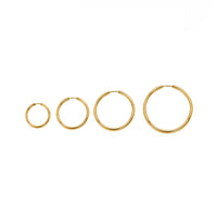 Load image into Gallery viewer, 14k Yellow Gold 1mm Endless Hoops Thin and Dainty Earrings - 4 Sizes
