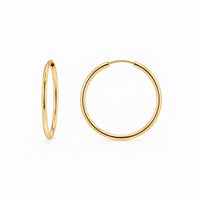 Load image into Gallery viewer, 14k Yellow Gold 1mm Endless Hoops Thin and Dainty Earrings - 4 Sizes

