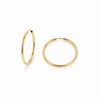 Load image into Gallery viewer, 14k Yellow Gold 1mm Endless Hoops Thin and Dainty Earrings - 4 Sizes
