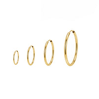 Load image into Gallery viewer, 14k Yellow Gold 1mm Endless Hoops Thin and Dainty Earrings - 4 Sizes
