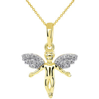 Load image into Gallery viewer, Flying Guardian Angel with Micro CZ Wings Pendant Necklace
