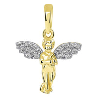 Load image into Gallery viewer, Guardian Angel Playing Harp with CZ Wings Pendant Necklace
