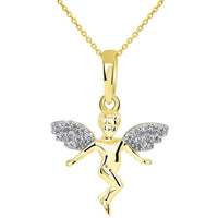 Load image into Gallery viewer, Guardian Angel with CZ Wings Pendant Necklace
