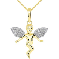 Load image into Gallery viewer, Guardian Angel with CZ Wings Pendant Necklace
