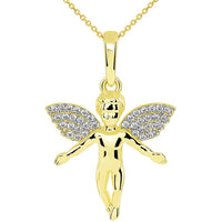 Load image into Gallery viewer, Guardian Angel with Micro Pave CZ Wings Pendant Necklace
