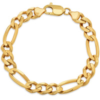 Load image into Gallery viewer, Solid 14K Yellow Gold 10mm Figaro Link Chain Bracelet with Lobster Lock
