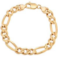 Load image into Gallery viewer, Solid 14K Yellow Gold 8mm Figaro Link Chain Bracelet with Lobster Lock
