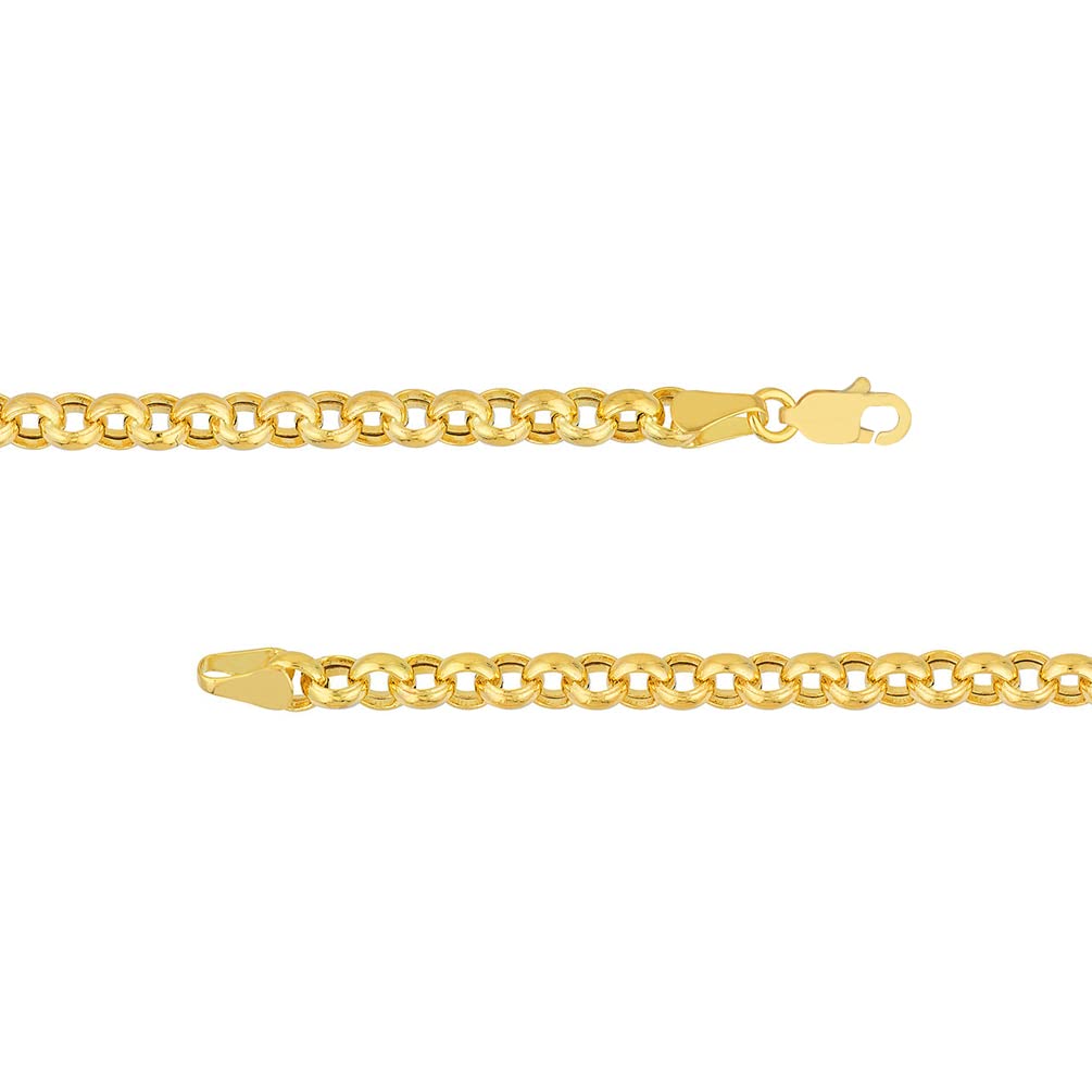 Hollow 14K Yellow Gold 5mm Rolo Chain Necklace - Jewelry America