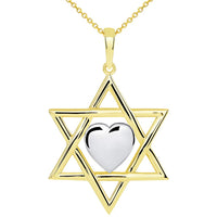 Load image into Gallery viewer, Jewish Star of David with Heart Pendant Necklace
