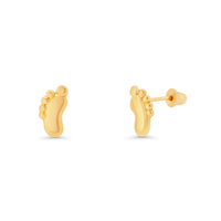 Load image into Gallery viewer, 14k Yellow Gold Dainty Baby Feet Stud Earrings with Screw Back

