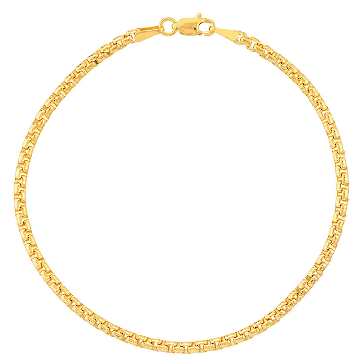 Lobster Lock14K Gold Round Box Chain Bracelet 