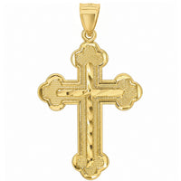 Load image into Gallery viewer, 14K Yellow Gold Budded Orthodox Cross Pendant with Diamond-Cut
