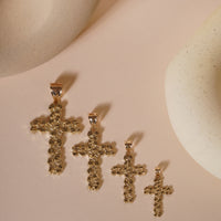 Load image into Gallery viewer, Solid 14k Yellow Gold Nugget Textured Cross Pendant - 4 Sizes
