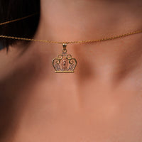 Load image into Gallery viewer, Our Lady of Guadalupe Filigree Crown Pendant
