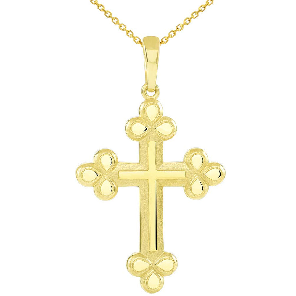 Polished and Matte Finish Orthodox Cross Pendant Necklace