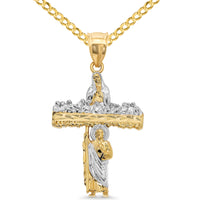 Load image into Gallery viewer, Saint Jude &amp; Last Supper Cross Pendant with Curb Cable Chain Necklace
