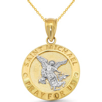 Load image into Gallery viewer, Saint Michael Pray For Us Medallion Pendant Necklace

