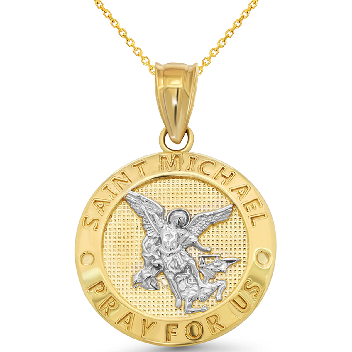Saint Michael Pray For Us Medallion Pendant Necklace
