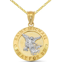Load image into Gallery viewer, Saint Michael Pray For Us Medallion Pendant Necklace
