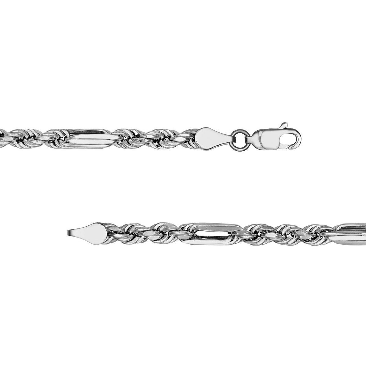 Solid 925 Sterling Silver 6mm Figarope Milano Chain Necklace with Lobster Lock