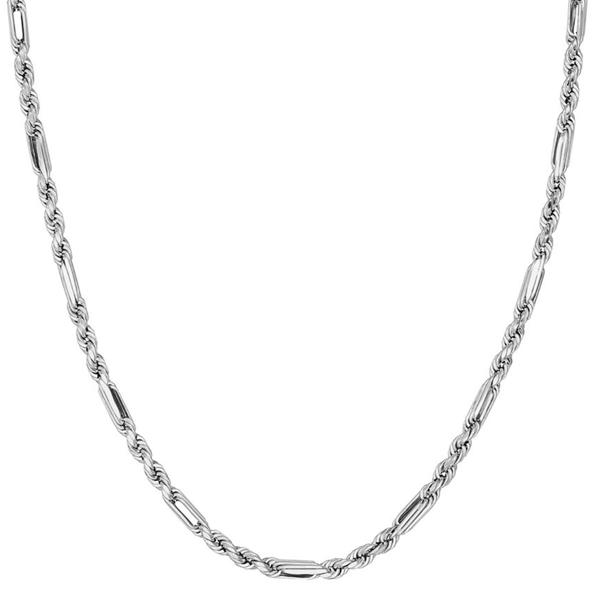 Solid 925 Sterling Silver 6mm Figarope Milano Chain Necklace with Lobster Lock