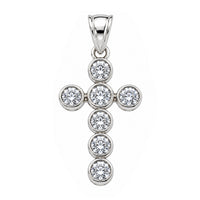 Load image into Gallery viewer, Solid 925 Sterling Silver Bezel Set Mini Cross Charm Pendant with Cubic-Zirconia
