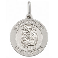 Load image into Gallery viewer, Solid 925 Sterling Silver Saint Anthony Pray For Us Round Medallion Pendant
