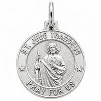 Load image into Gallery viewer, Solid 925 Sterling Silver Round Saint Jude Pray For Us Charm Medallion Pendant
