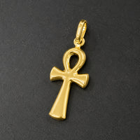 Load image into Gallery viewer, 14k Yellow Gold Small and Dainty Ankh Cross Charm Pendant
