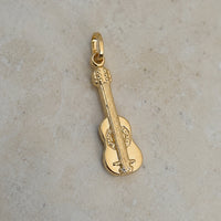 Load image into Gallery viewer, 14k Yellow Gold 3D Acoustic Guitar Charm Music Instrument Pendant - Reversible
