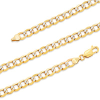 Load image into Gallery viewer, Solid 14k Yellow Gold Diamond-Cut Two-Tone 5mm Curb Chain Pave Cuban Necklace with Lobster Lock
