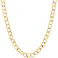 Load image into Gallery viewer, Solid 14k Yellow Gold Diamond-Cut Two-Tone 5mm Curb Chain Pave Cuban Necklace with Lobster Lock
