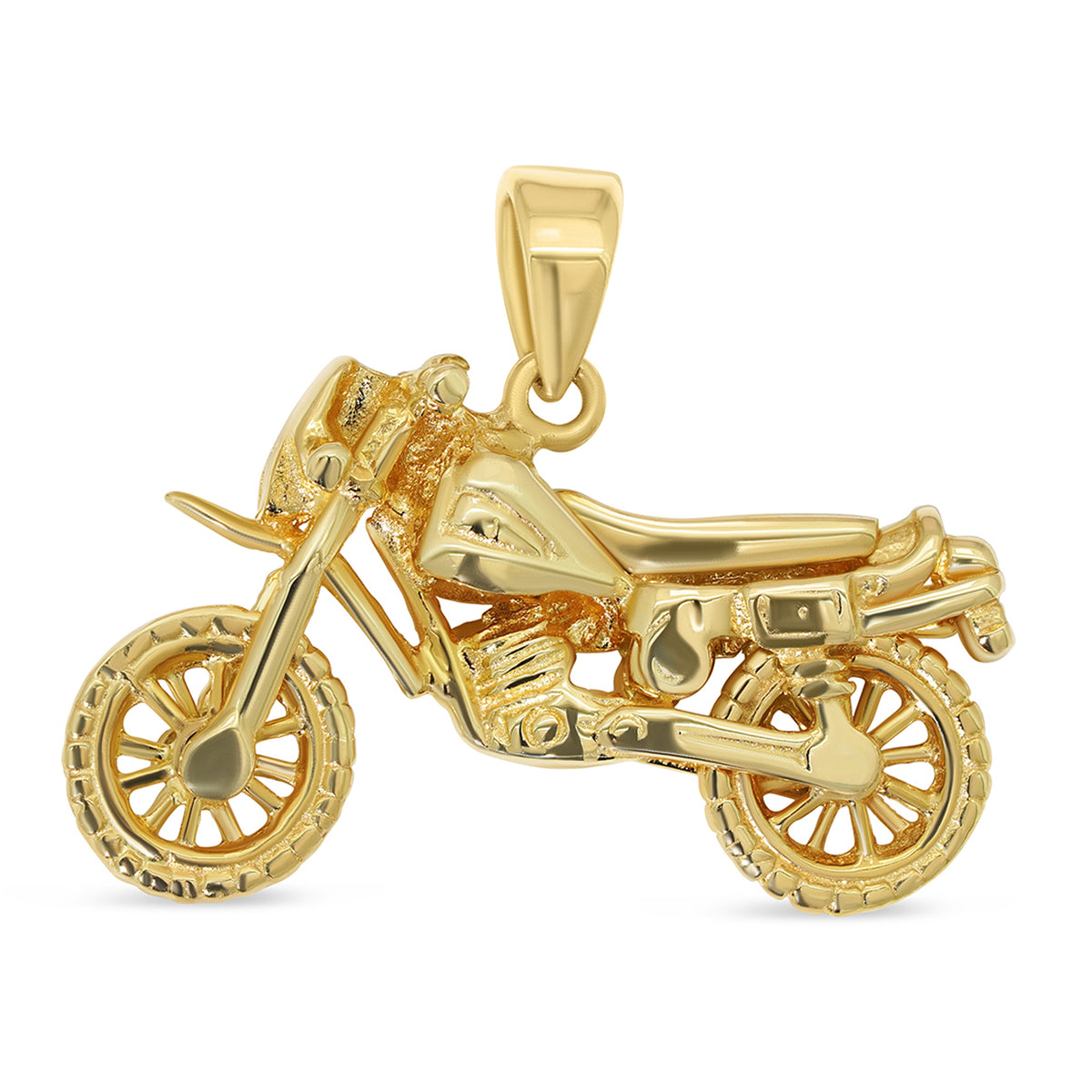 Solid 14k Gold Chopper Motorcycle Pendant