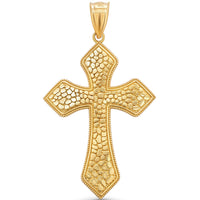 Load image into Gallery viewer, Solid 14k Gold Nugget Textured Cross Pendant
