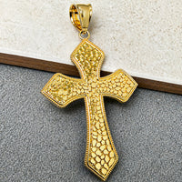 Load image into Gallery viewer, Solid 14k Gold Nugget Textured Cross Pendant
