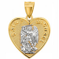 Load image into Gallery viewer, Solid 14k Gold Saint Michael Heart Pendant
