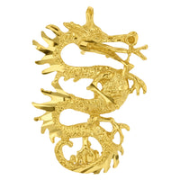 Load image into Gallery viewer, Solid 14K Yellow Gold Chinese Dragon Pendant with Diamond-Cut Texture
