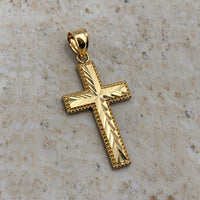 Load image into Gallery viewer, Solid 14K Yellow Gold Diamond-Cut Cross Pendant
