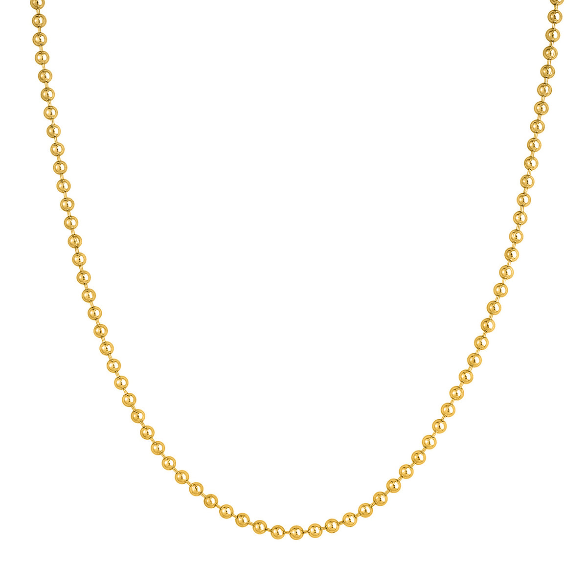 Solid 14K Gold 4mm Ball Chain Bead Necklace