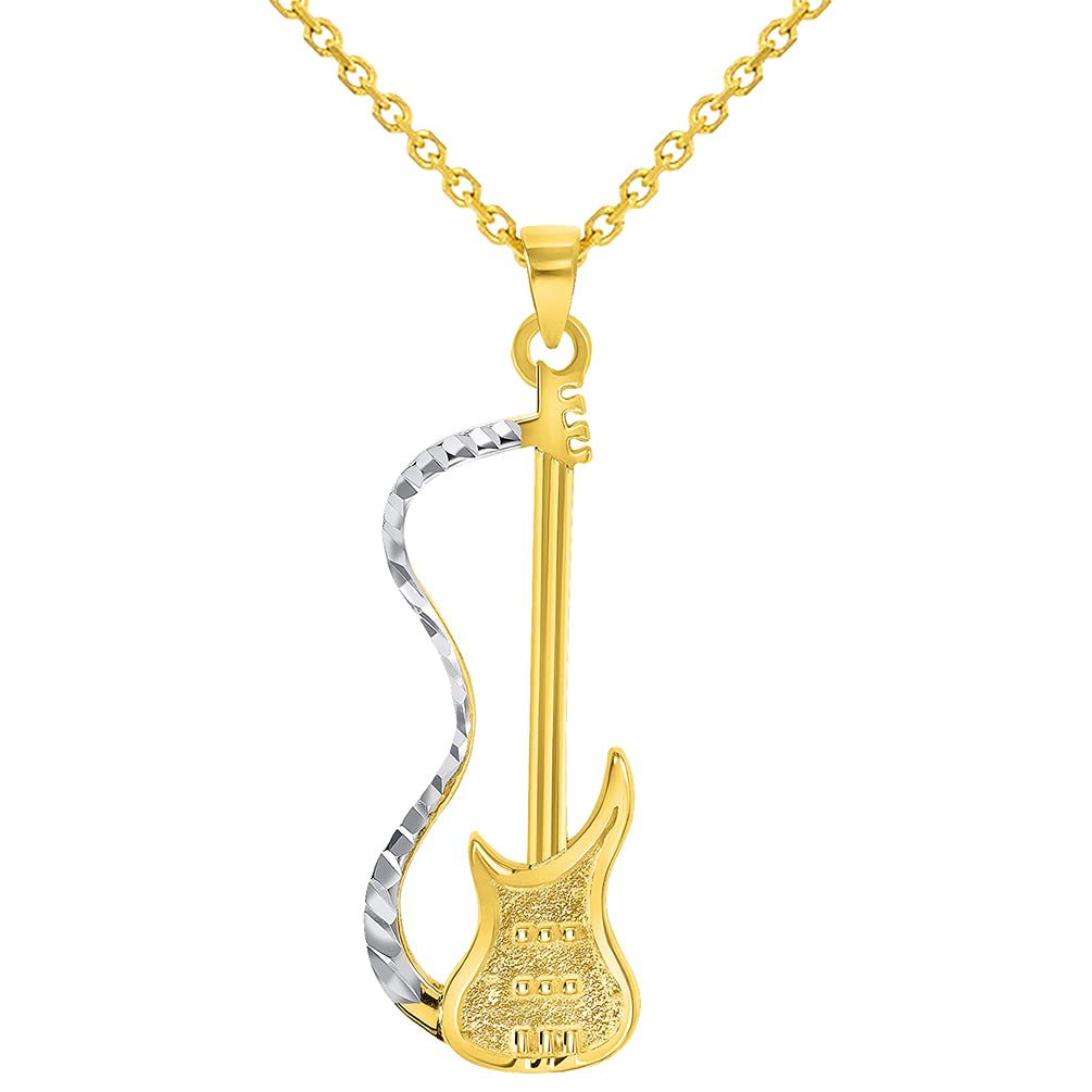 Solid 14k Gold Electric Guitar Pendant Necklace